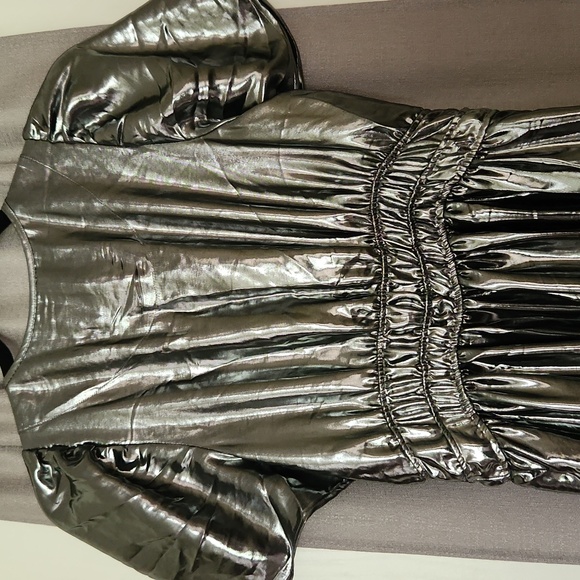 Anthropologie Somerset Maxi Carbon Silver Metallic Shine - Picture 7 of 10